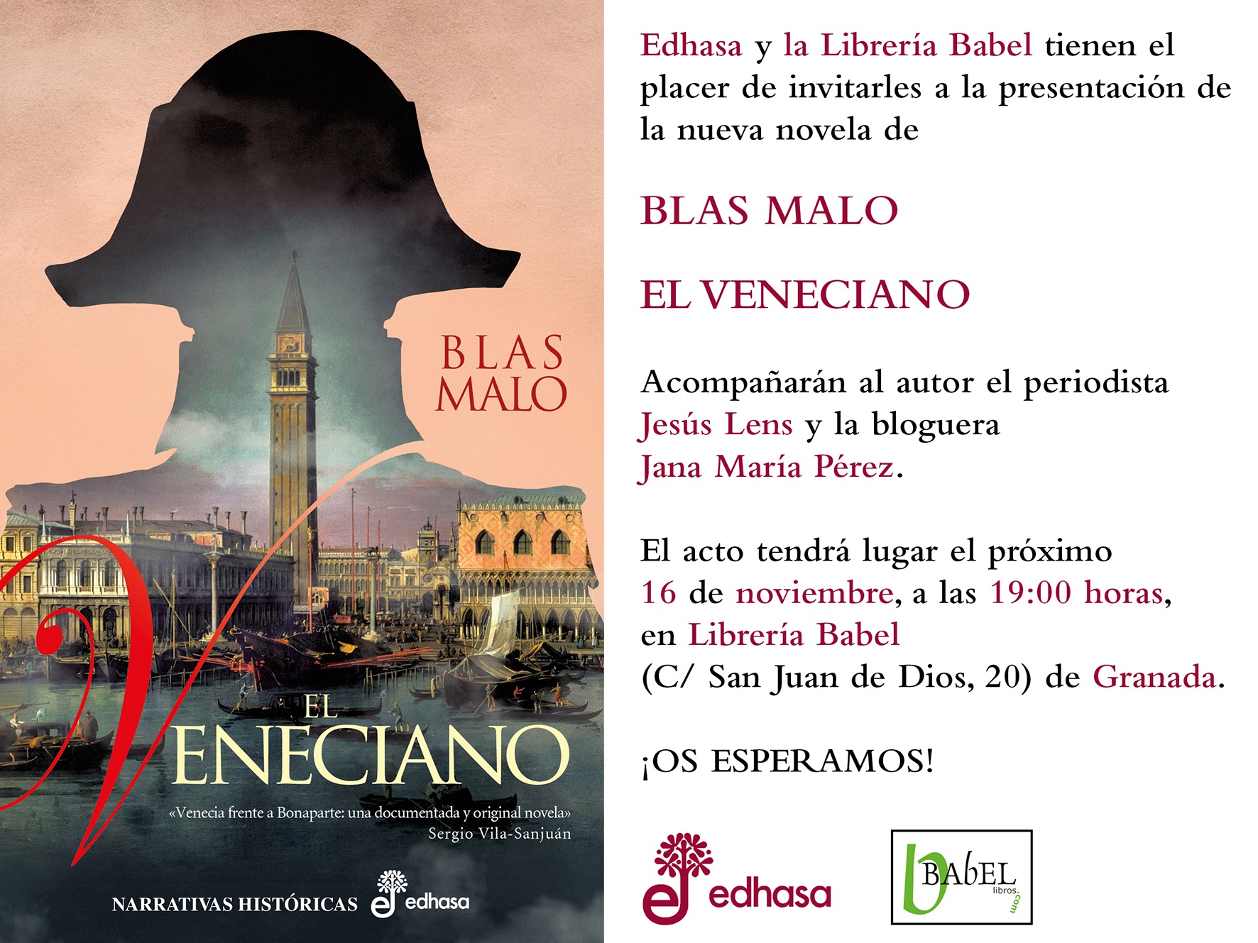 El Veneciano de Blas Malo ya a la venta en librerías